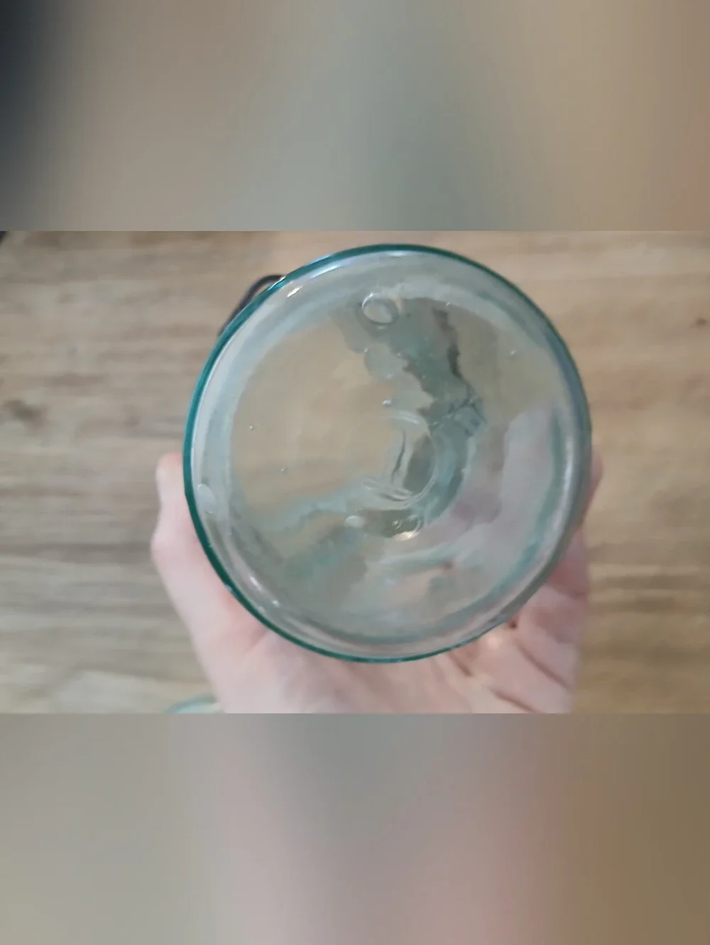 Vintage Aqua Glass Jar with Lid - 'Leotric' Embossed